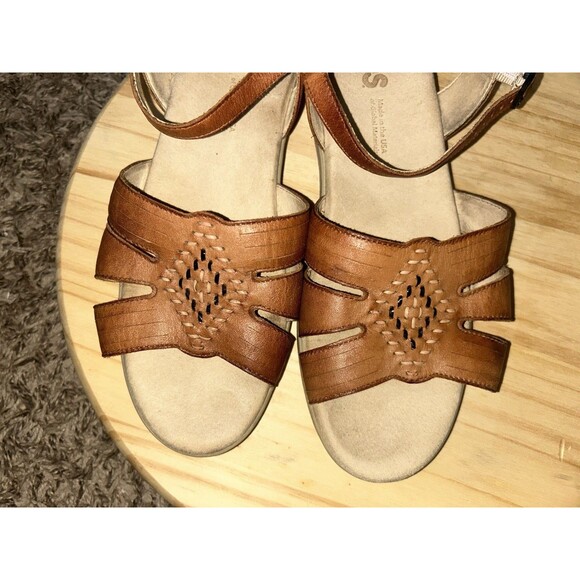 SAS Huarache Quarter Strap Sandals Women’s 10W Antique Tan Brown Embroidered - Picture 5 of 8